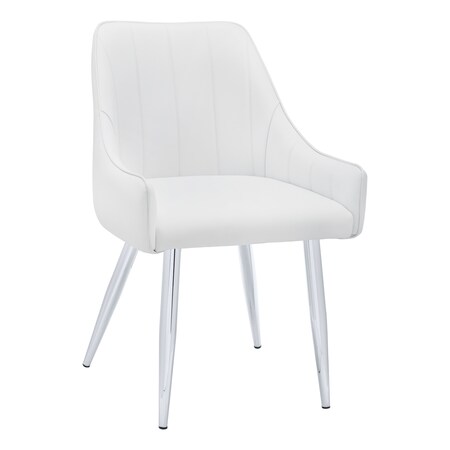 MONARCH SPECIALTIES Dining Chair, Set Of 2, Side, Upholstered, Kitchen, Dining Room, Pu Leather Look, White, Chrome I 1184